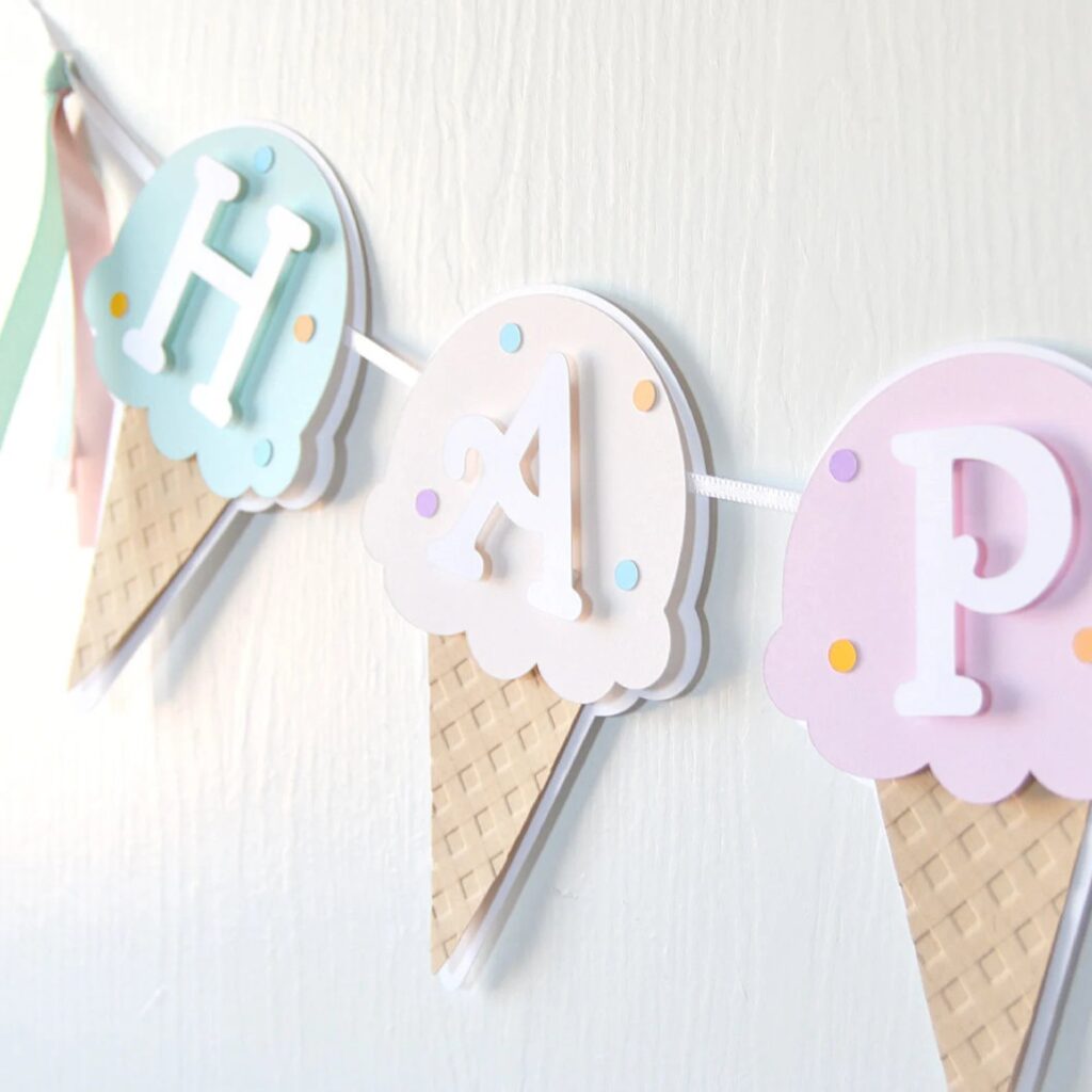 Happy Birthday Ice Cream Banner
