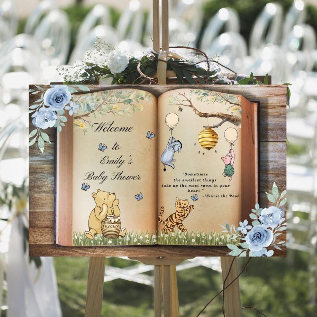 Editable Winnie The Pooh Welcome Sign