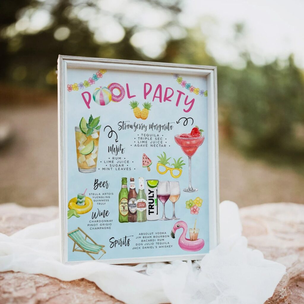 Pool Party Bar Menu Template