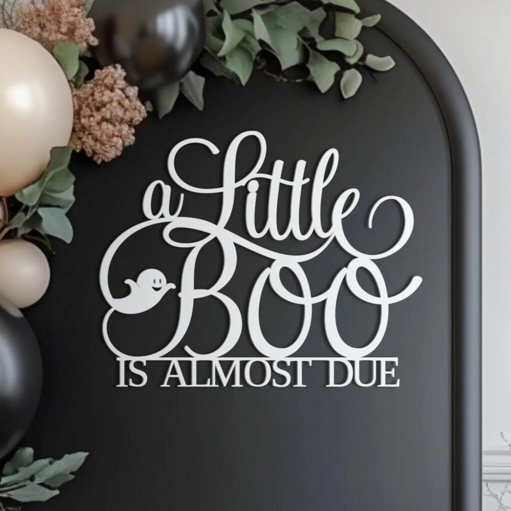 A Little Boo Is Almost Due Halloween Baby Shower Sign