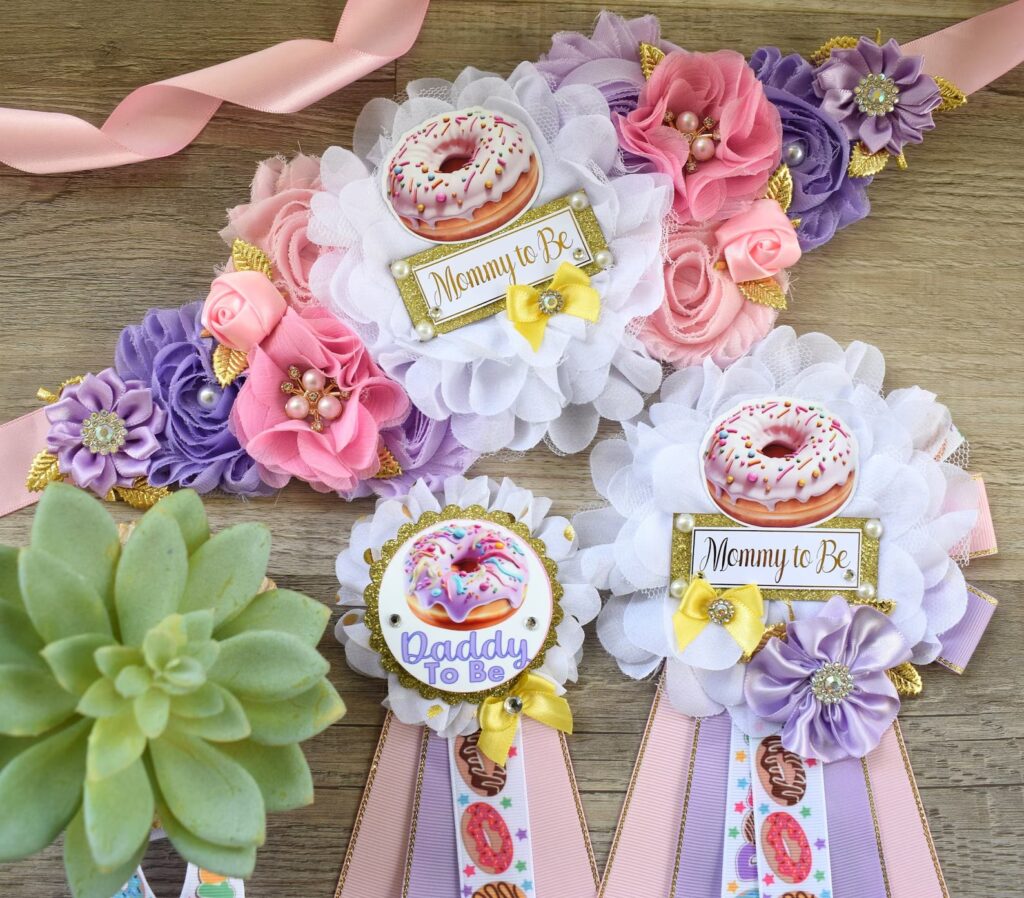 Sprinkled Donut Maternity Sash and Pins