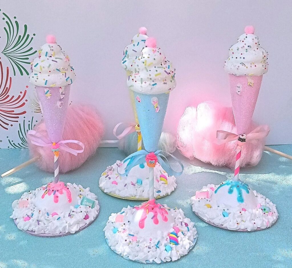 Fake Ice Cream Stand Centerpiece with Sprinkles