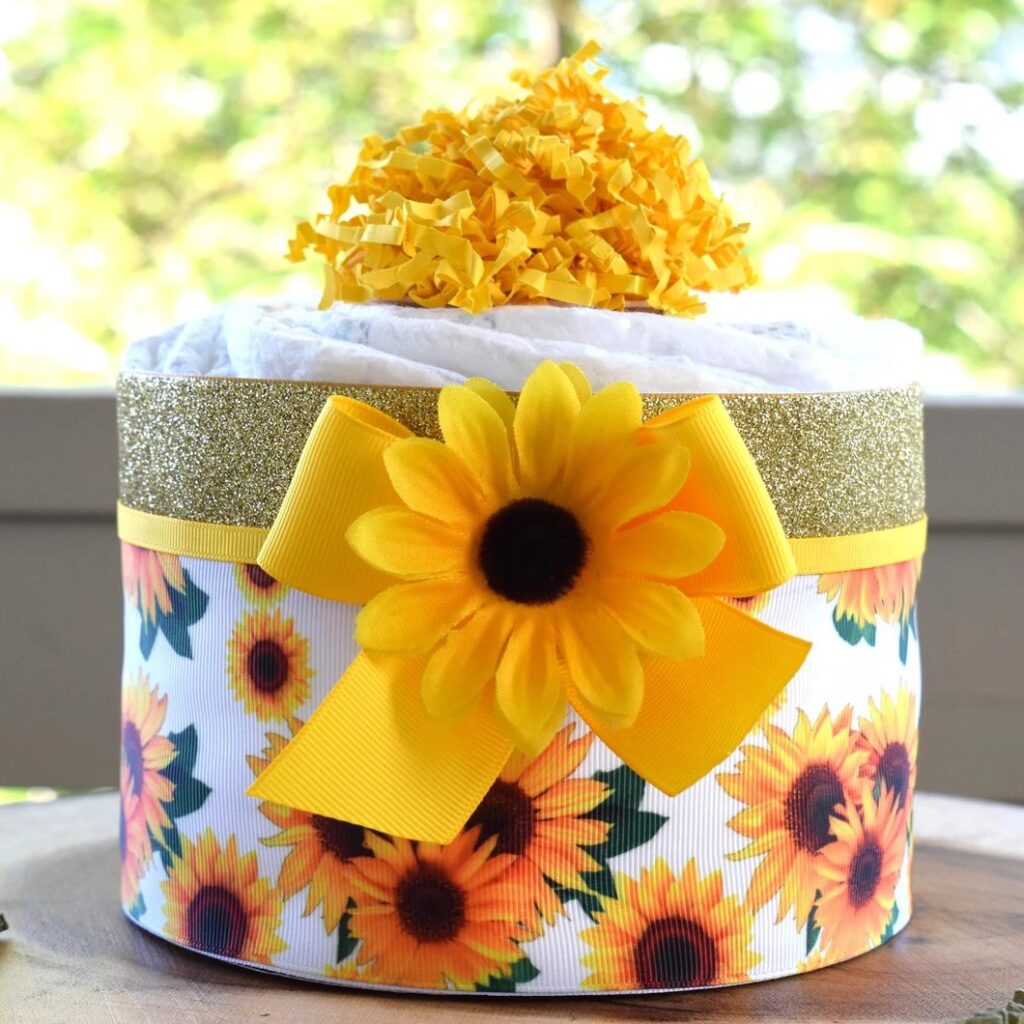 Sunflower Baby Shower Diaper Cake