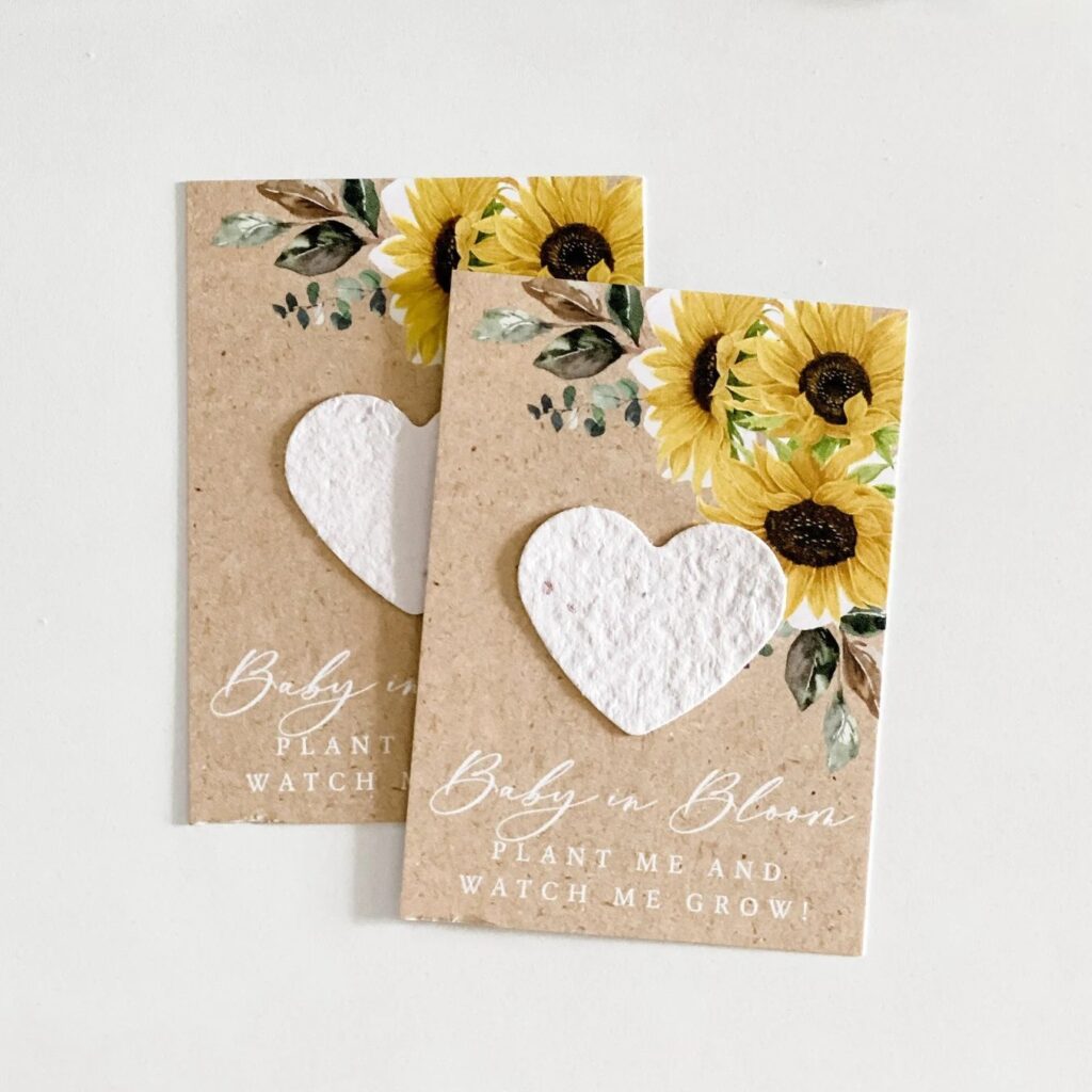 Sunflower Seed Paper Cards Baby Shower Favors