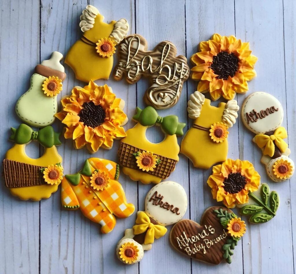 Sunflower Themed Baby Shower Cookies