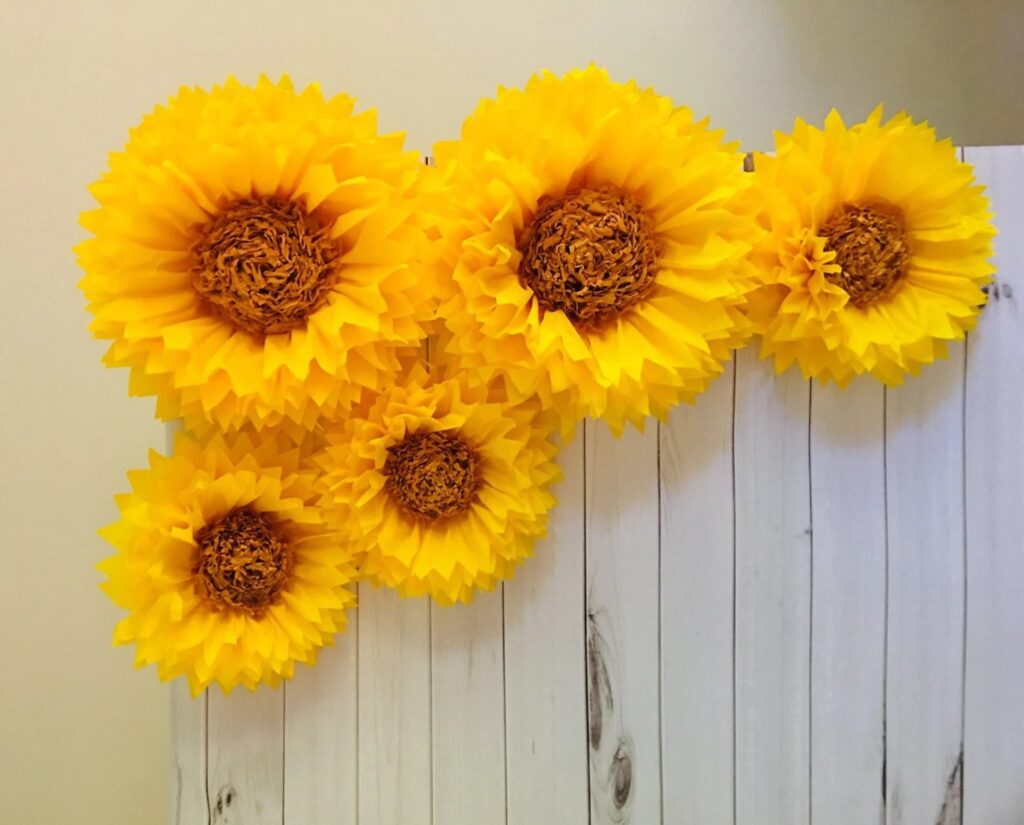Tissue Paper Sunflowers Baby Shower Backdrop