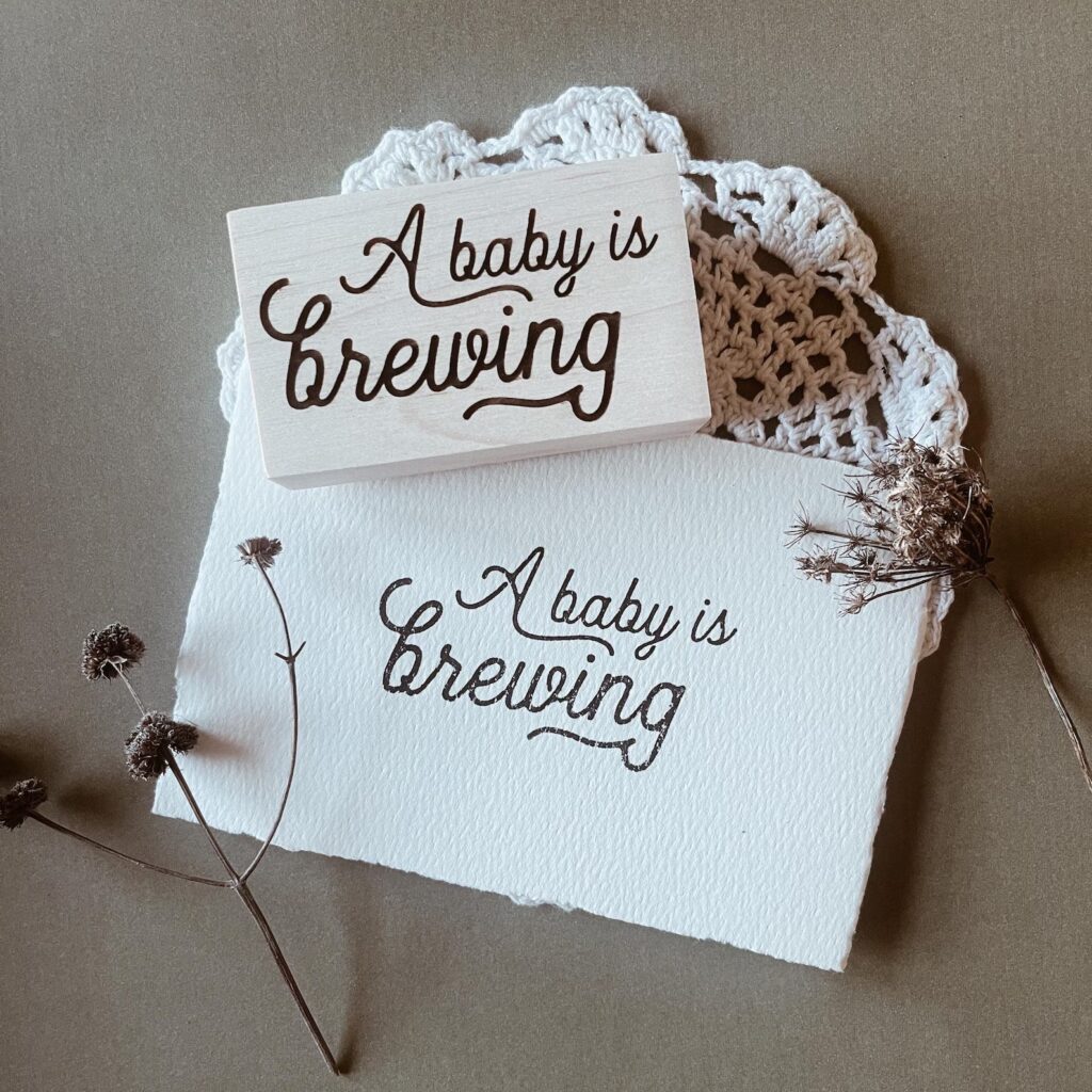 A Baby is Brewing Rubber Stamp for Baby Shower