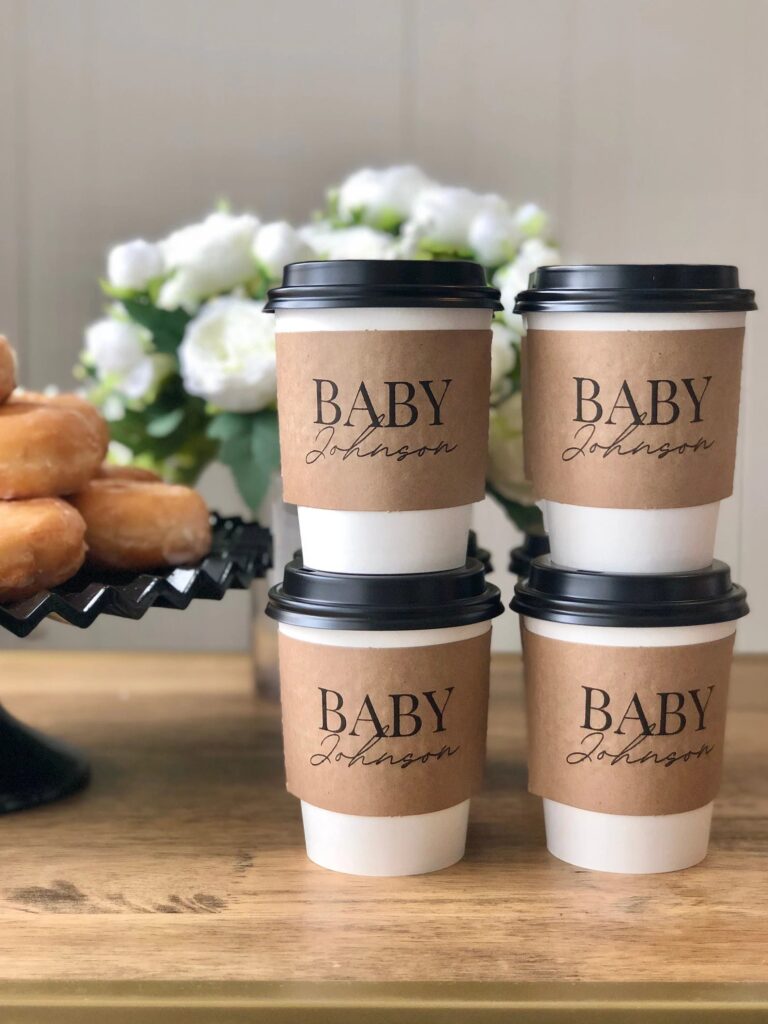 Personalized Baby Shower Coffee Cup Sleeves