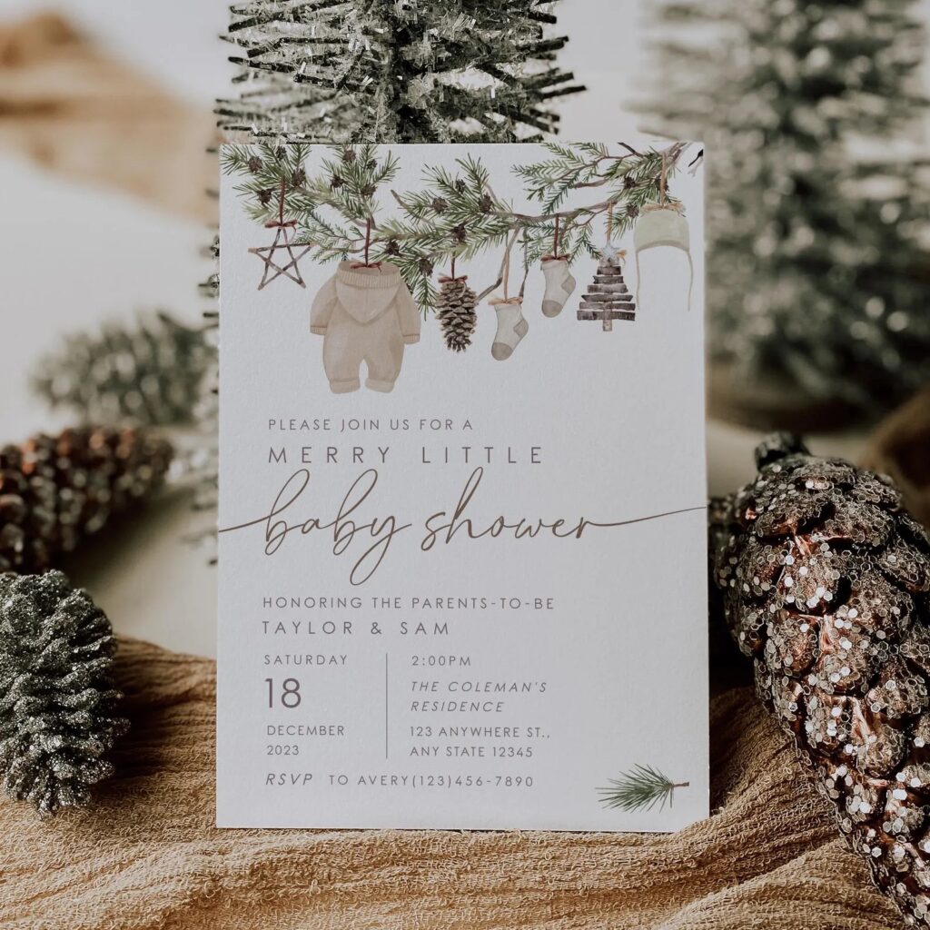 A Merry Little Baby is on the Way Invitation Printable