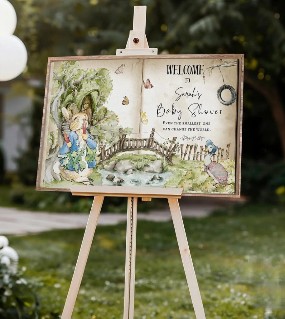 Peter Rabbit Baby Shower Welcome Sign Printable
