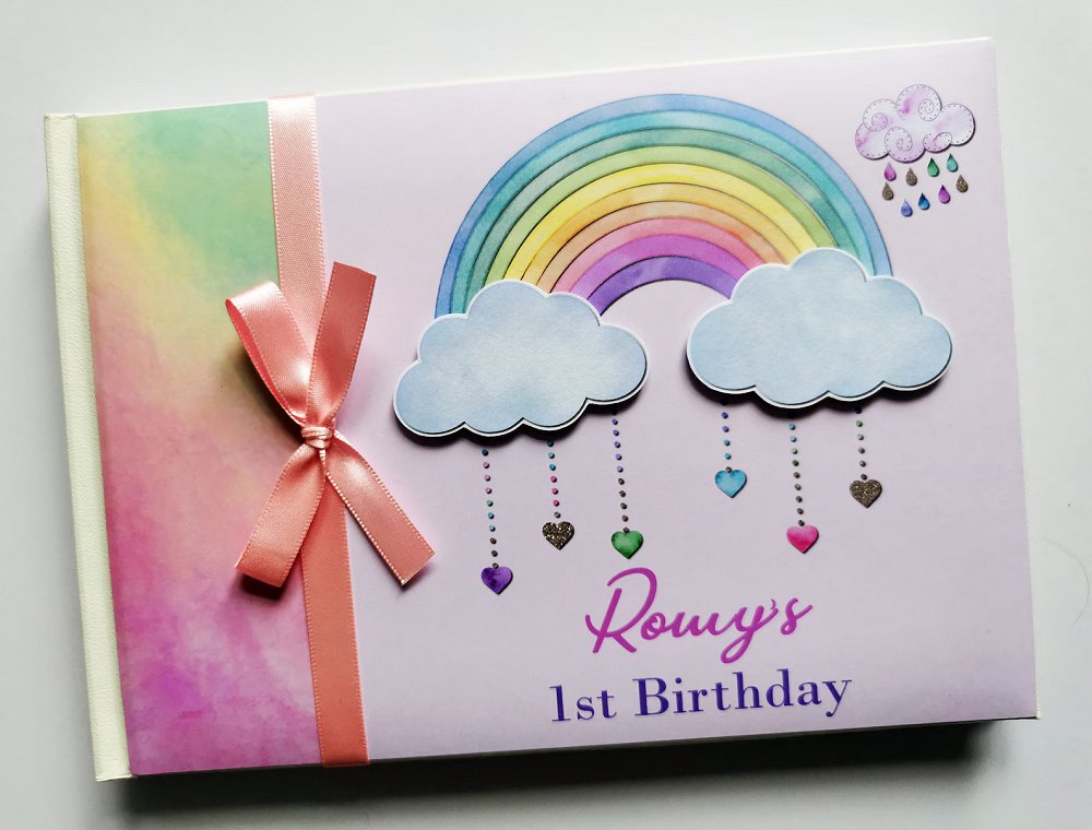 Pastel Rainbow and Cloud Baby Shower Guest Book