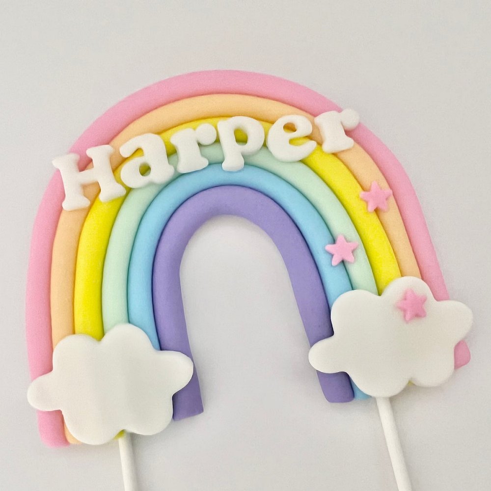 Pastel Rainbow Cake Topper