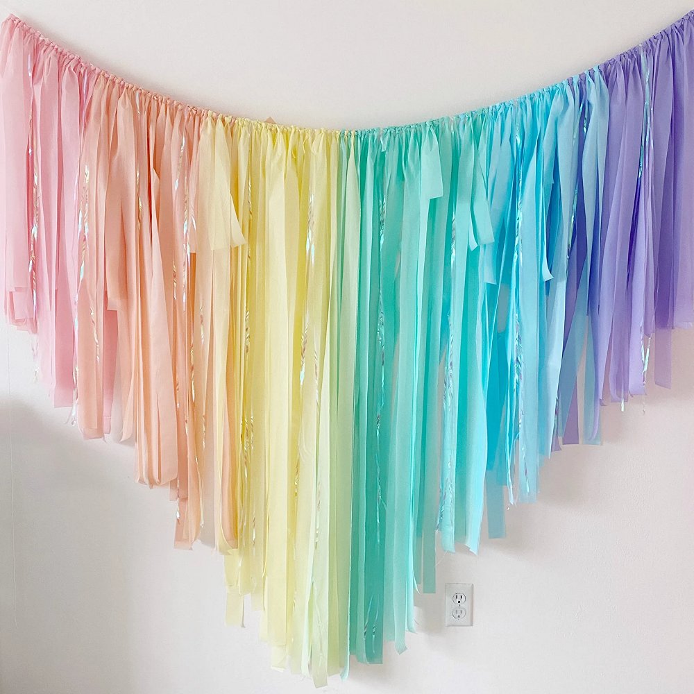 Sweet Pastel Baby Shower Decor Fringe Backdrop
