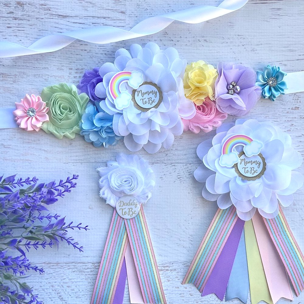 Pastel Rainbow Maternity Sash