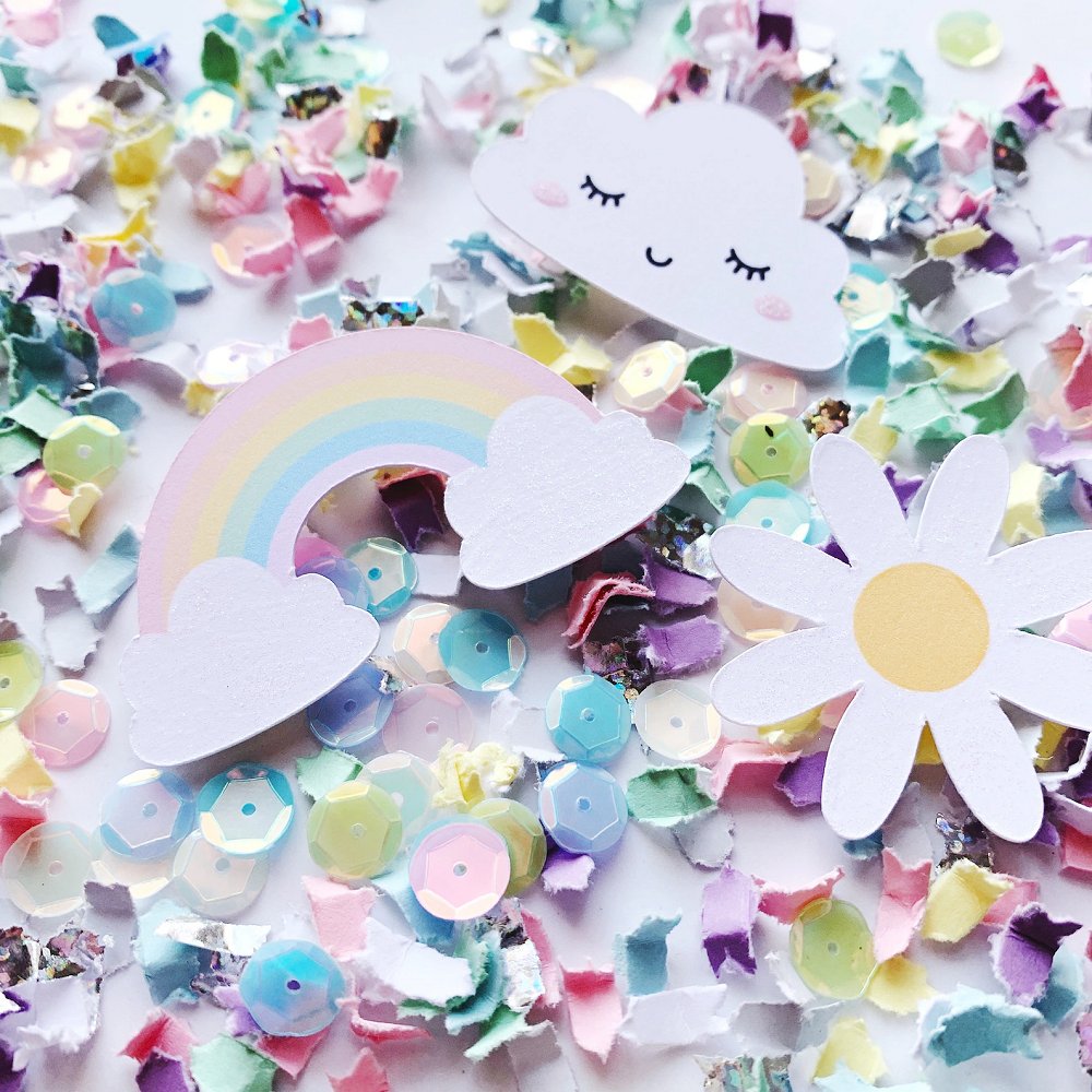 Pastel Rainbow and Cloud Confetti