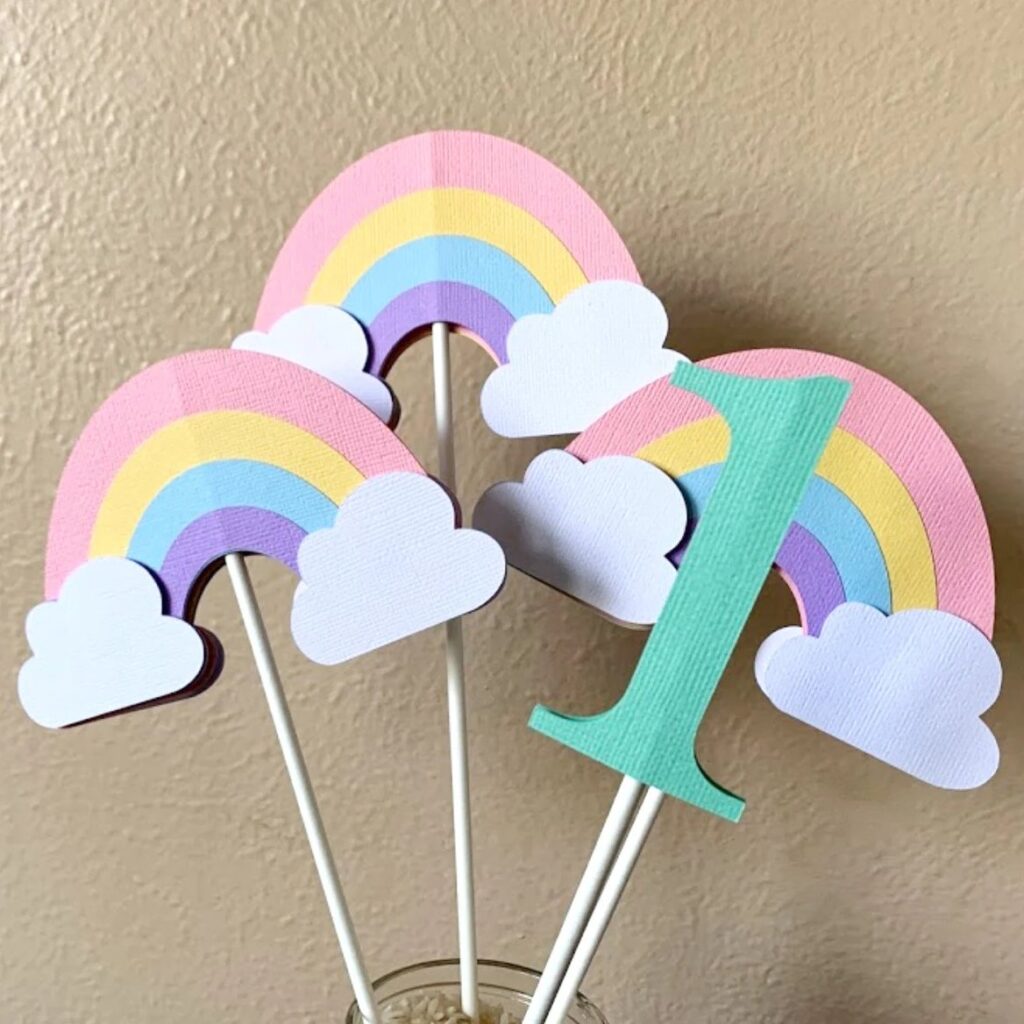 Pastel Rainbow and Cloud Table Centerpieces