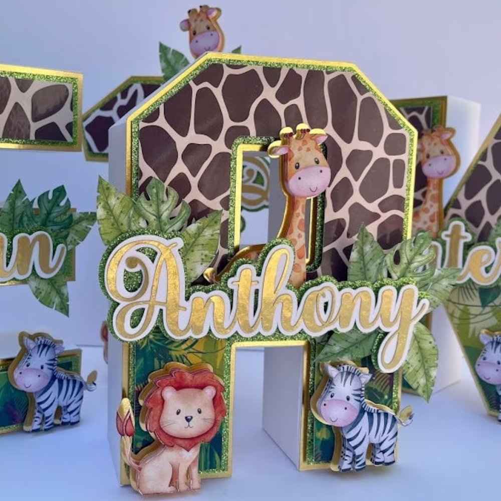 Safari 3D Animal Letter Cwnterpiece