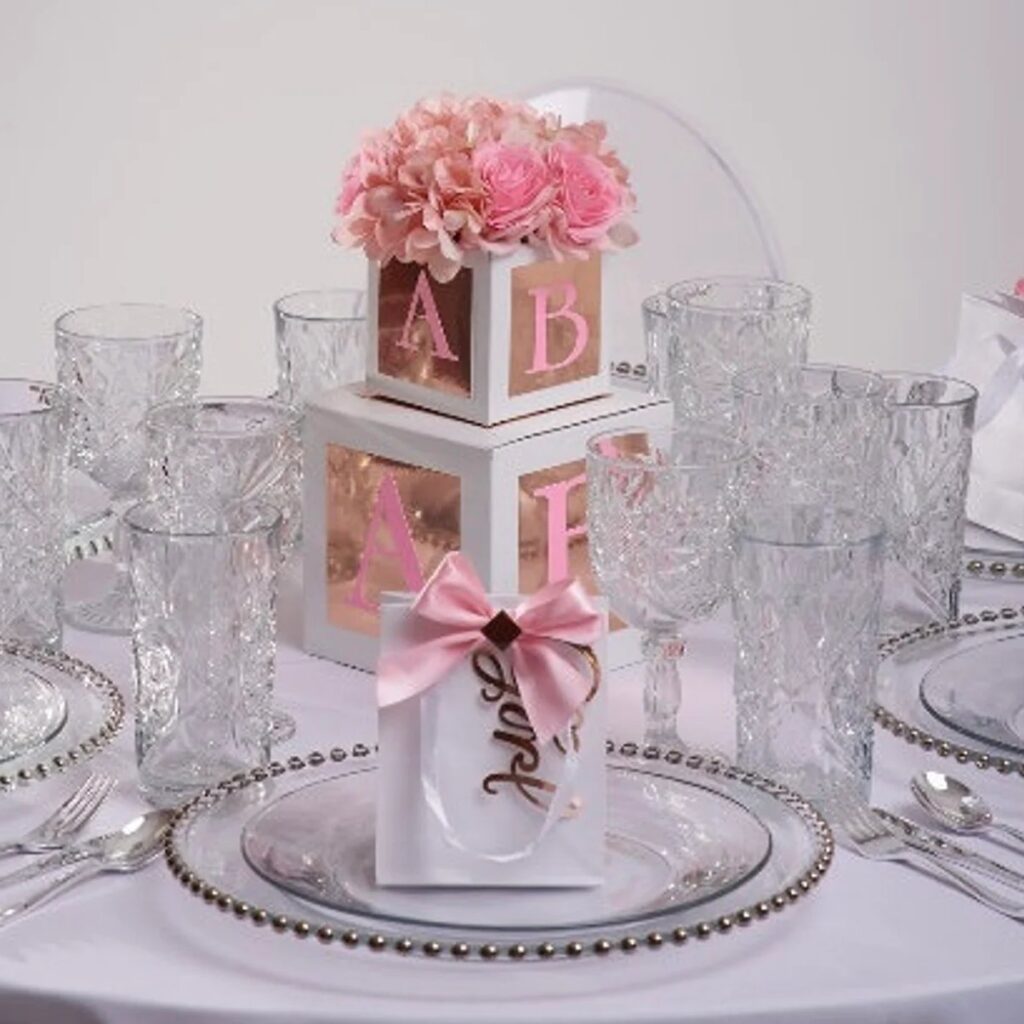 A Little Sweetheart Baby Shower a little sweetheart is on the way baby block centerpiece