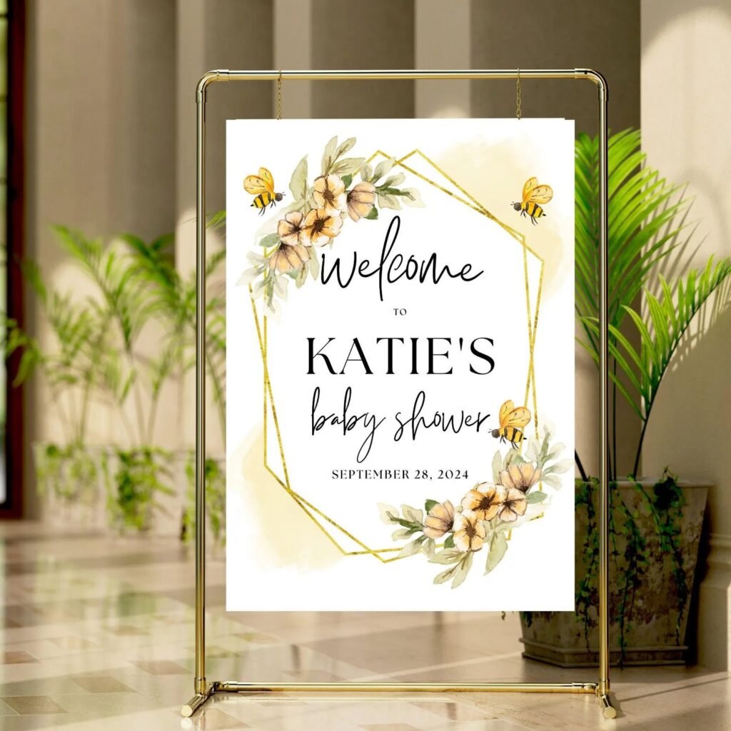 a little honey is on the way baby shower welcome sign