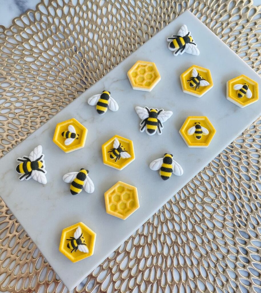 a little hunny is on the way honey bee edible sugar toppers