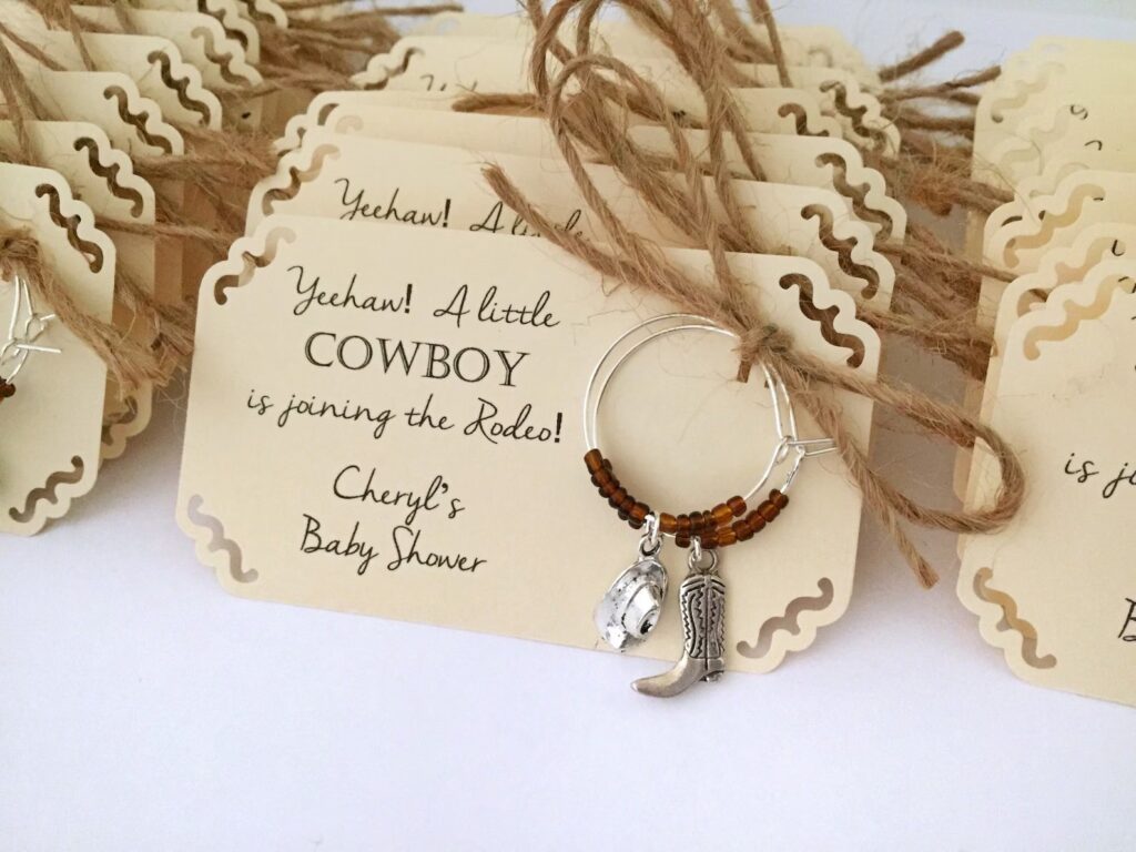 A Little Cowboy - Cowgirl Is On The Way Western wine charm favors
