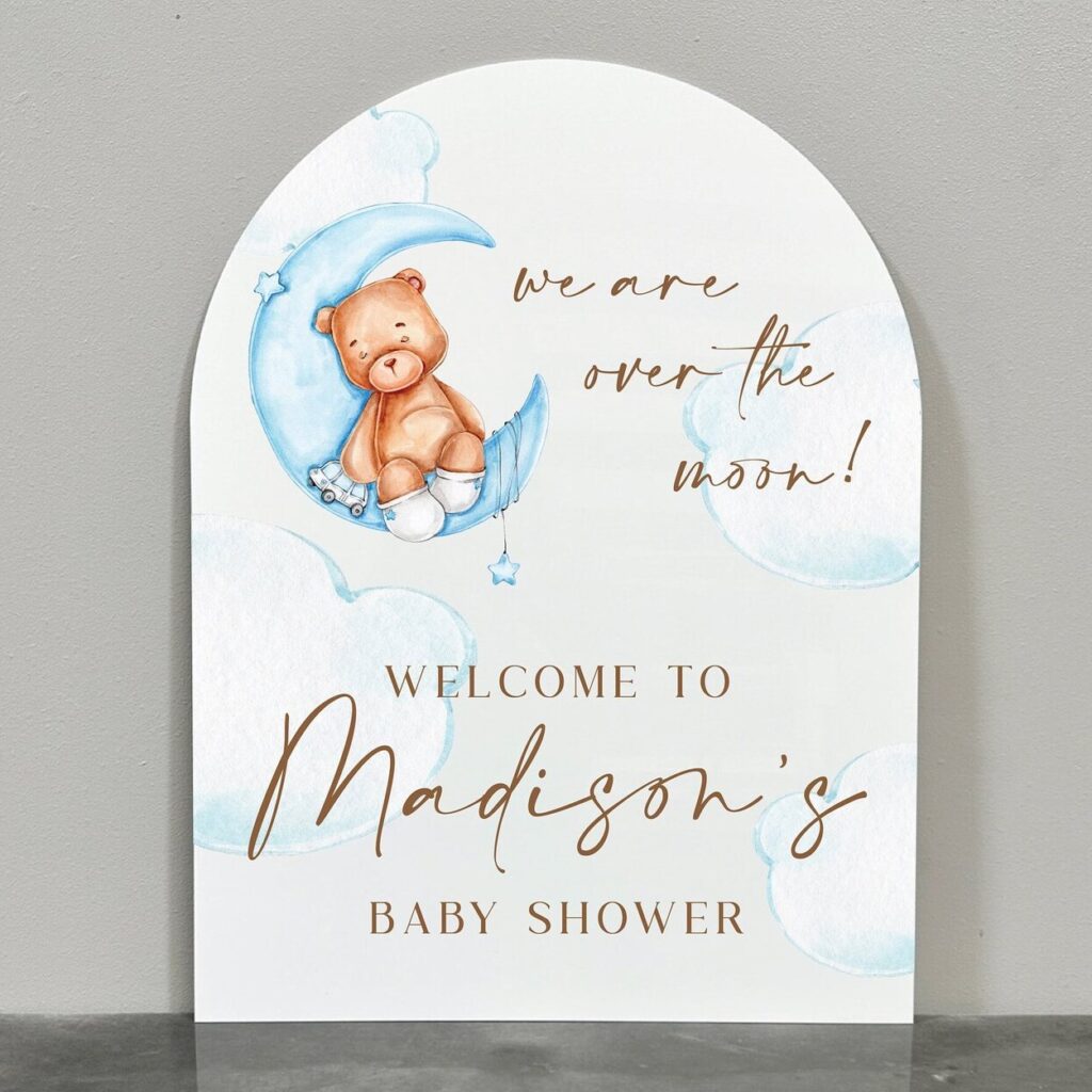 Over The Moon Baby Shower over the moon baby shower acrylic welcome sign