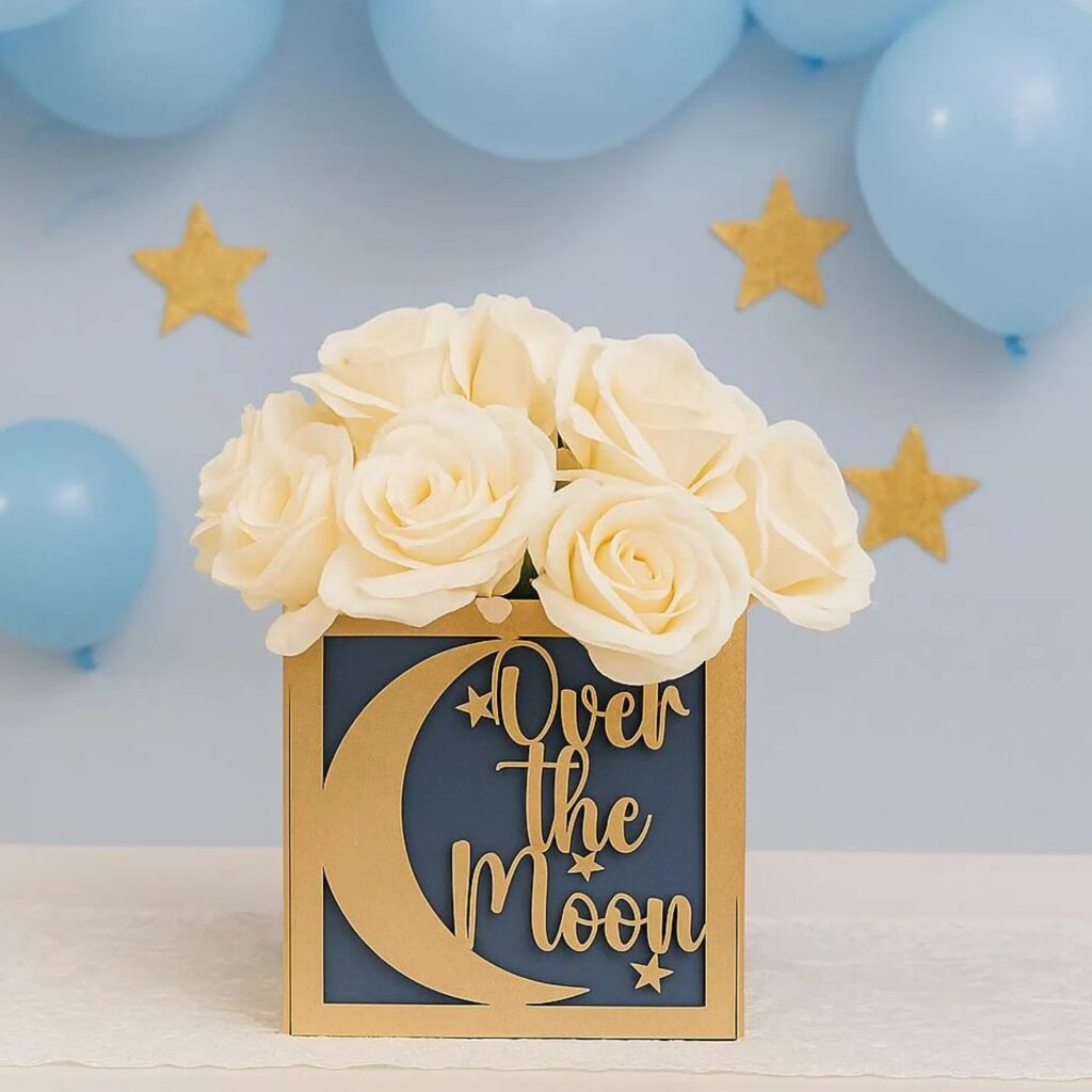 Over The Moon Baby Shower celestial centerpiece