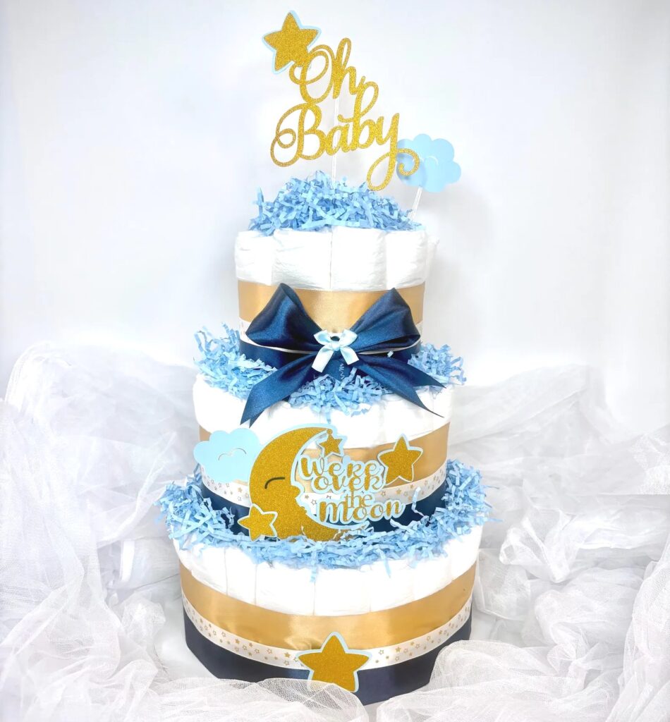 Over The Moon Baby Shower over the moon baby shower diaper cake
