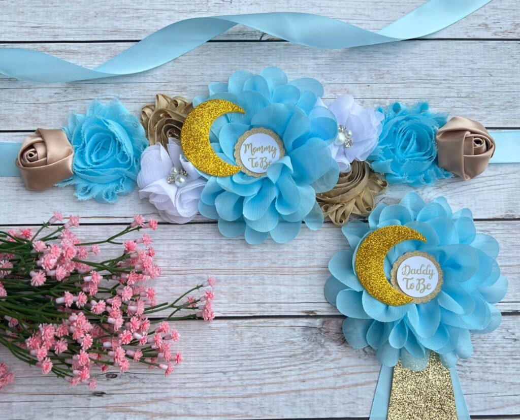 Over The Moon Baby Shower maternity sash