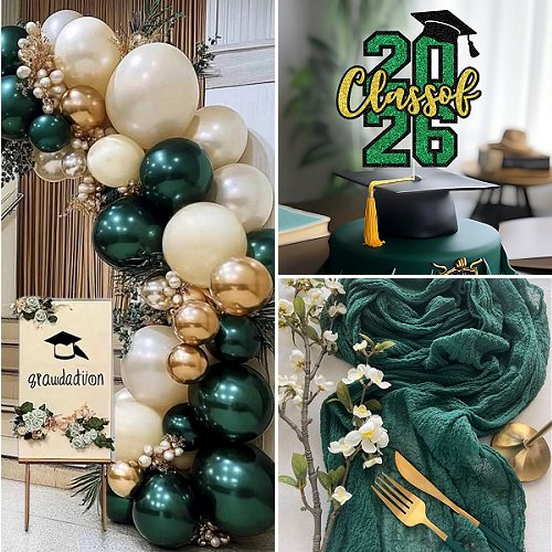 Emerald Green and Gold Graduation Party Decor 2026 emerald green black gold graduation party decor ideas