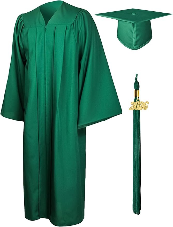 emerald green 2026 graduation gown cap tassel set