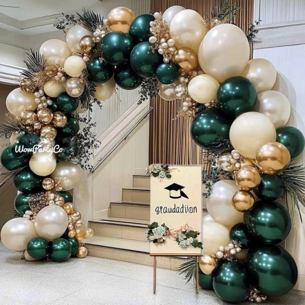 emerald green graduation balloon arch kit decor idea
