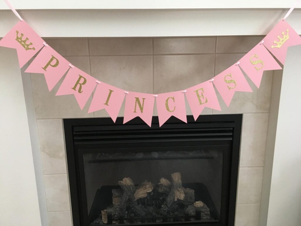 pink gold princess crown banner