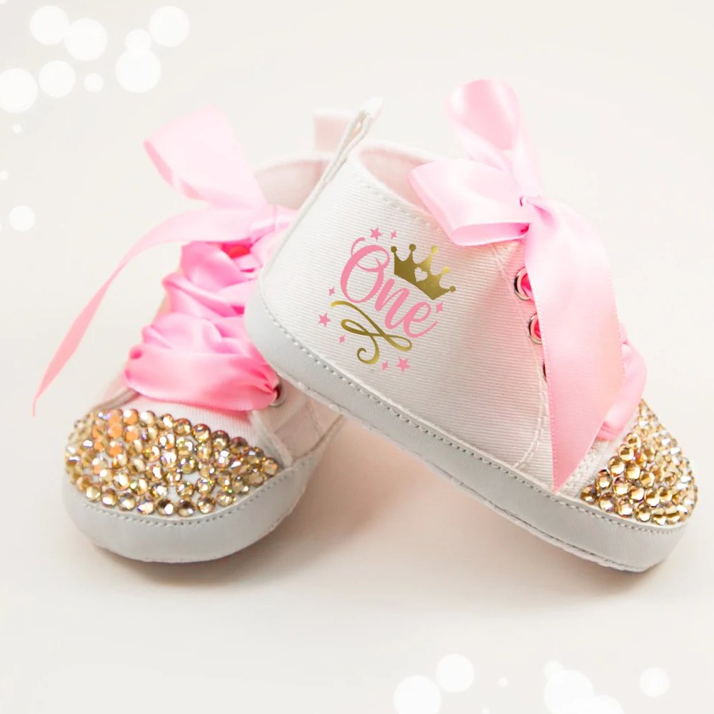 princess crown first birthday baby shoes