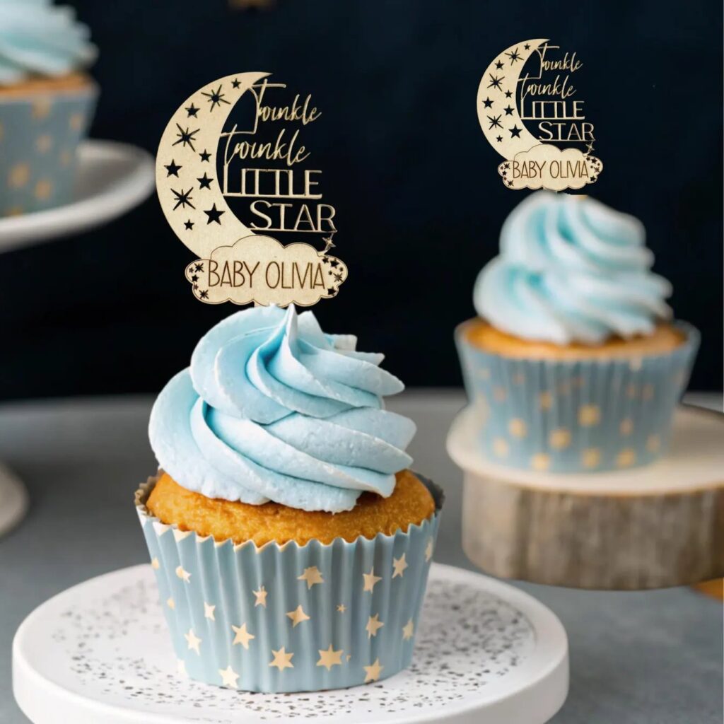 twinkle twinkle little star gender neutral baby shower cupcake topper