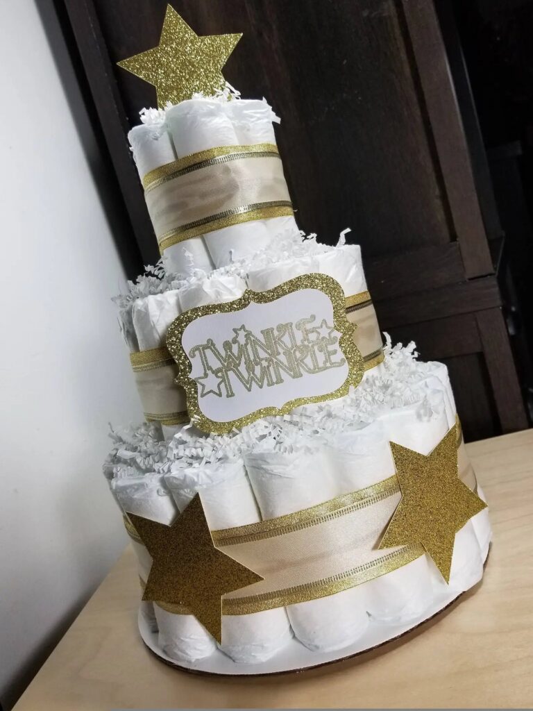 twinkle twinkle little star gender neutral baby shower diaper cake