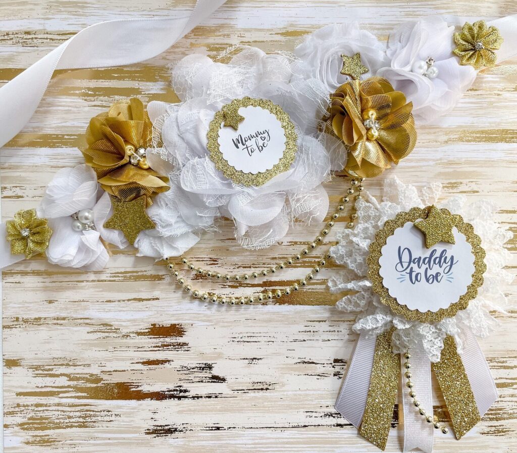 Celestial gender neutral baby shower maternity sash