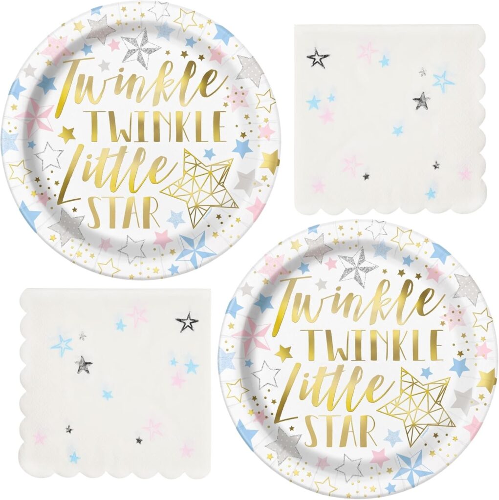 twinkle twinkle little star gender neutral baby shower party plates