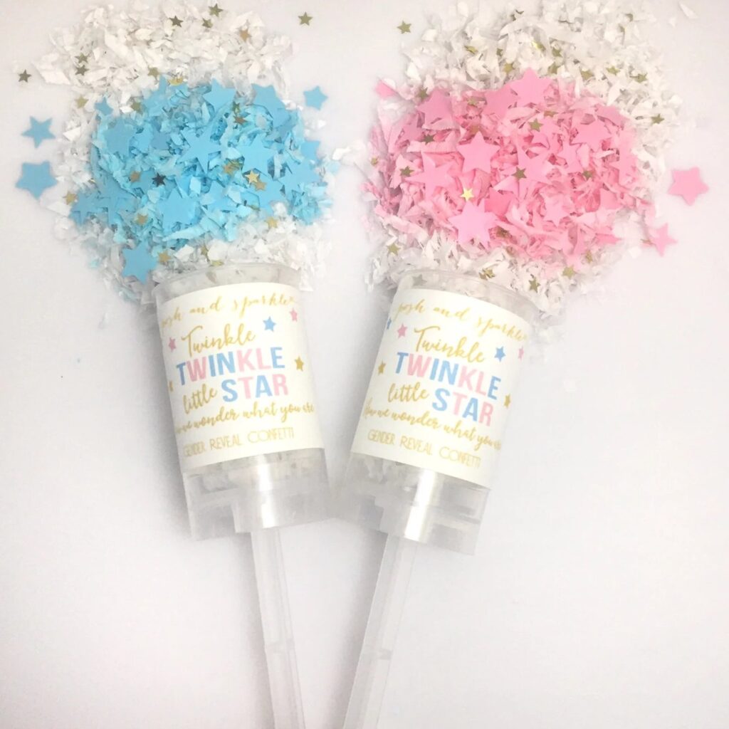 twinkle twinkle little star gender neutral baby shower reveal confetti poppers