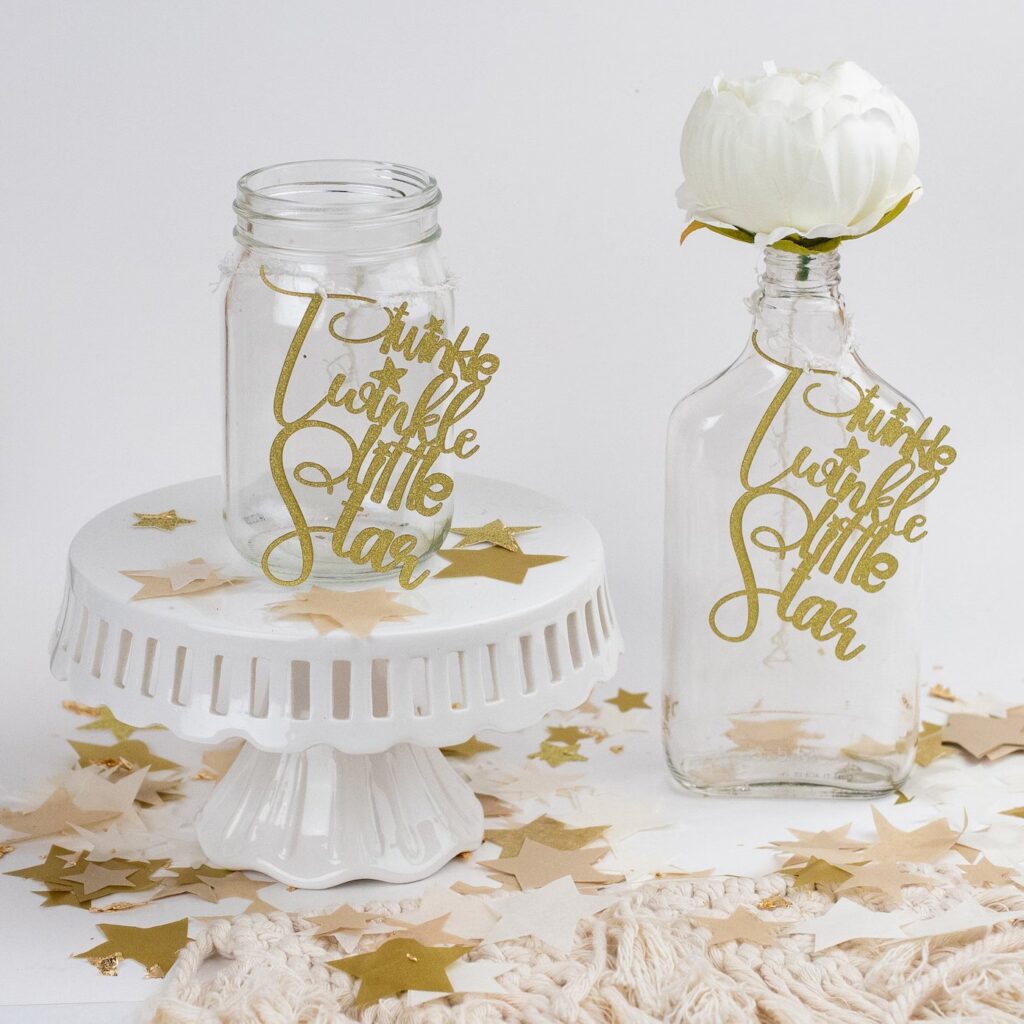 twinkle twinkle little star mason jar tags for centerpieces