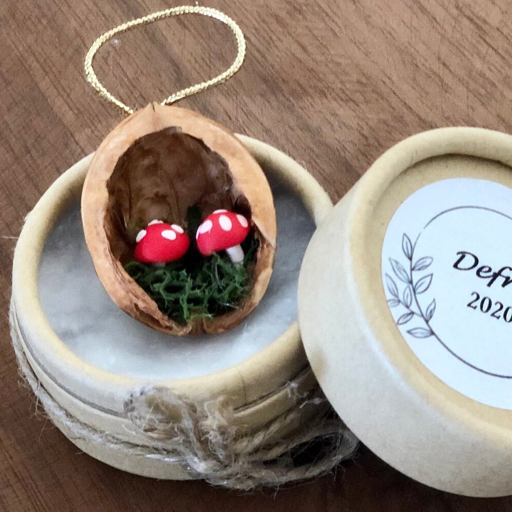 mushrooms enchanted forest baby shower walnut shell magnet favors