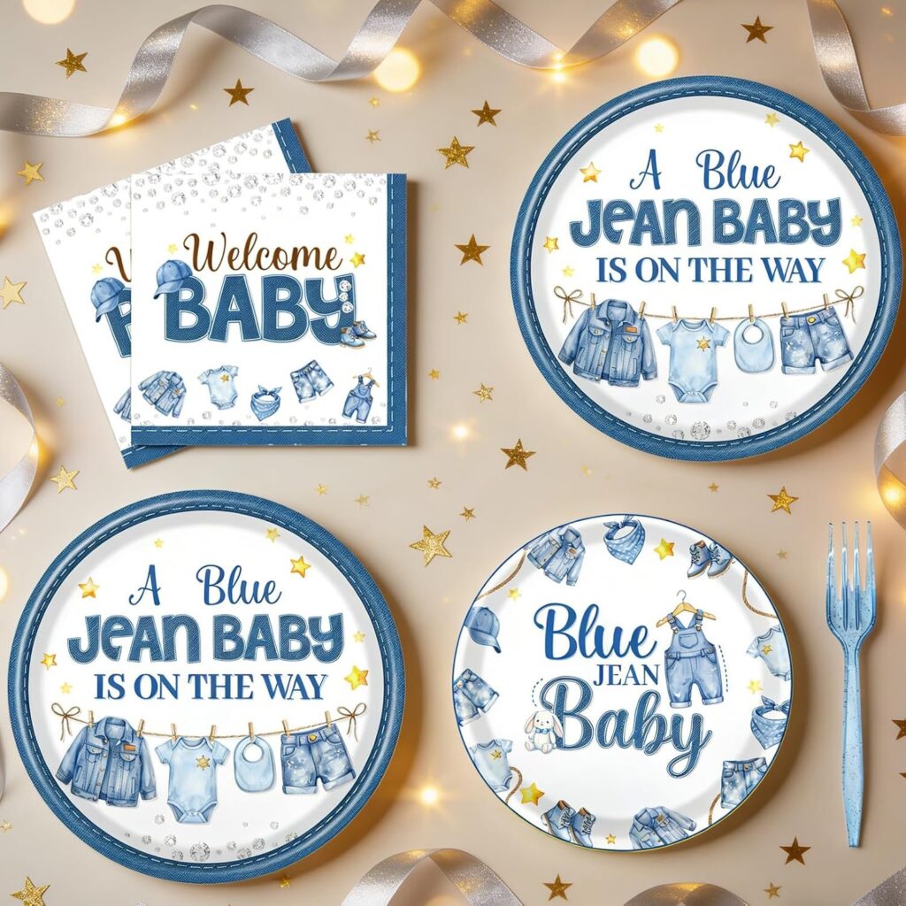 blue jean baby disposable party tableware