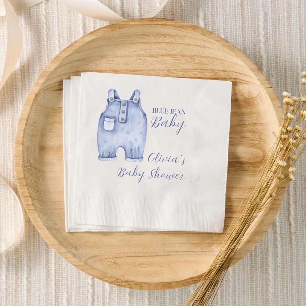 blue jean baby shower napkins