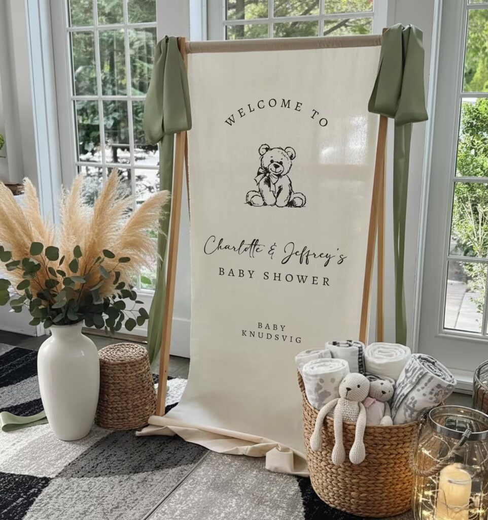 baby shower welcome fabric banner