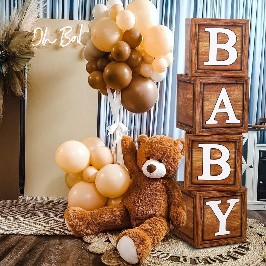 classic teddy bears shower baby brown blocks