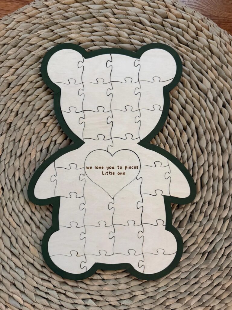 teddy bear baby shower guest book puzzle