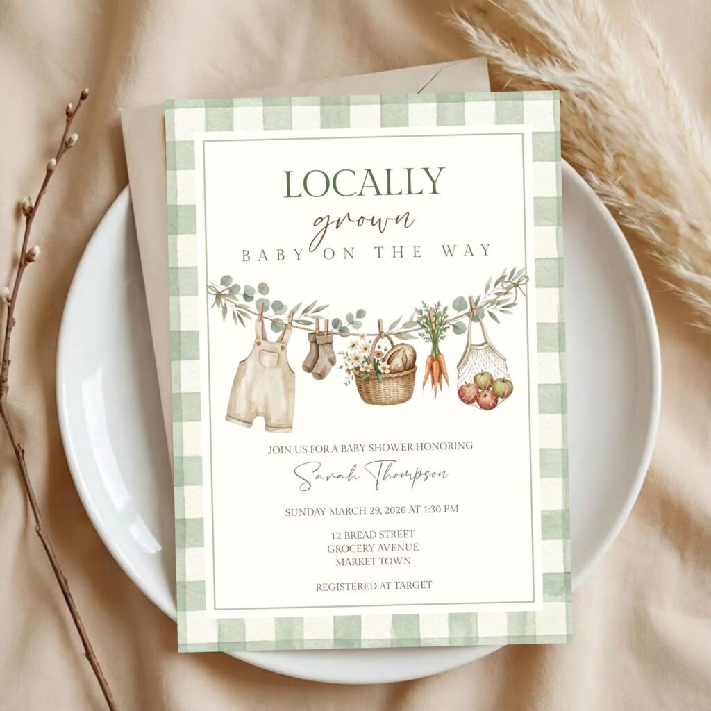 locally grown baby shower invitation printable