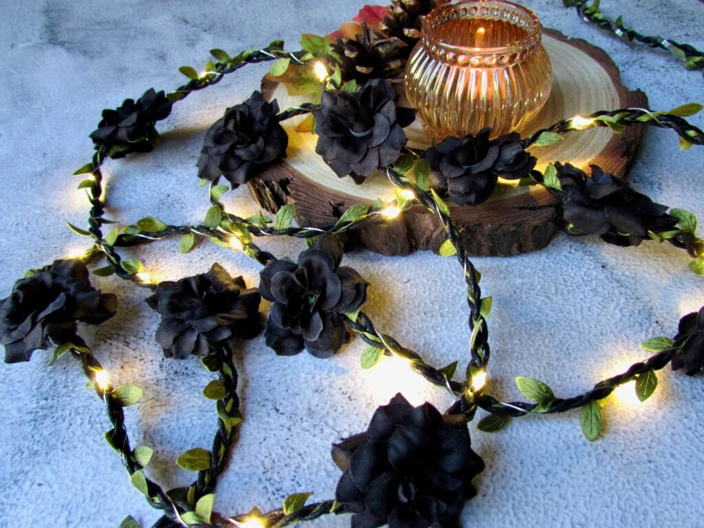 Halloween Gothic Decorations black roses gothic string lights halloween decor