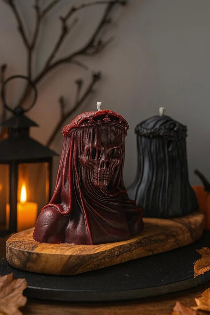 Halloween Gothic Decorations death veiled lady candle gothic halloween skull decor