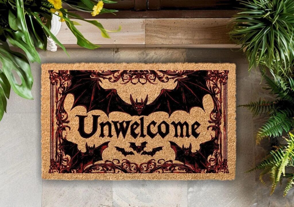 Halloween Gothic Decorations gothic halloween decoration unwelcome bat doormat